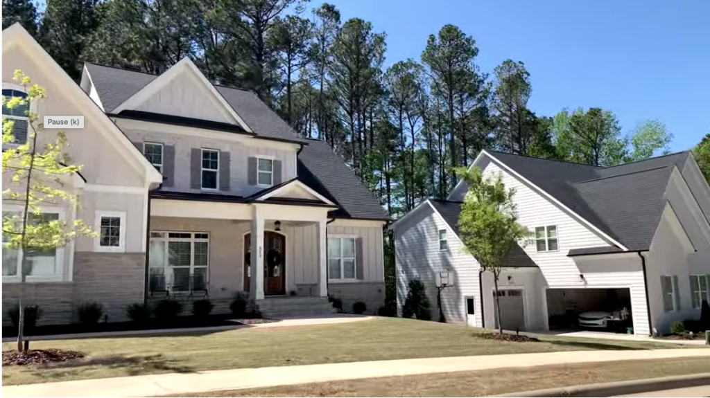 homes on a street in Blakeford neighborhood Cary NC