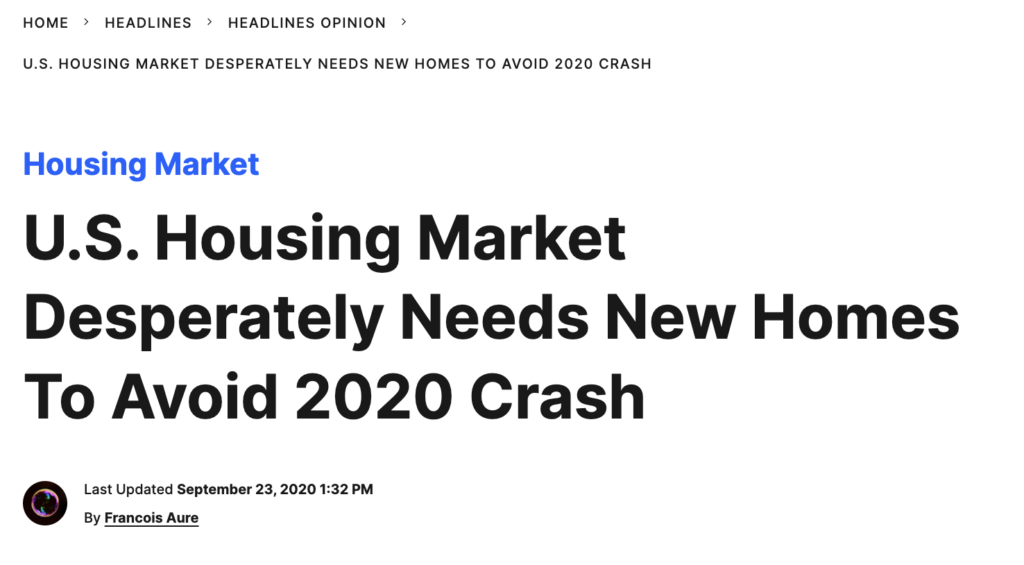 People were worried about a housing crash in 2020
