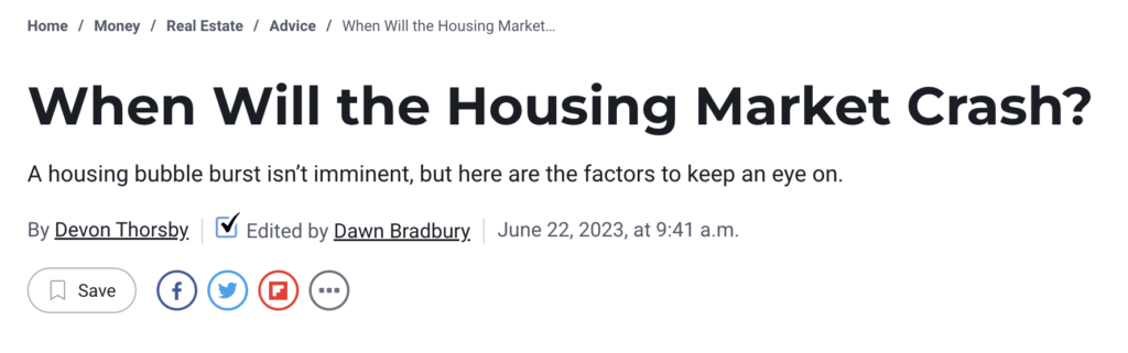 There was an assumption that the housing market had to crash