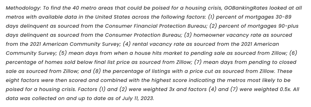 Revised methodology to determine if there will be a housing market crash