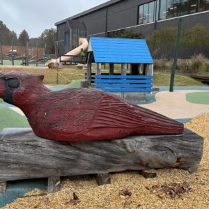The Playground has bird sculptures to play on.