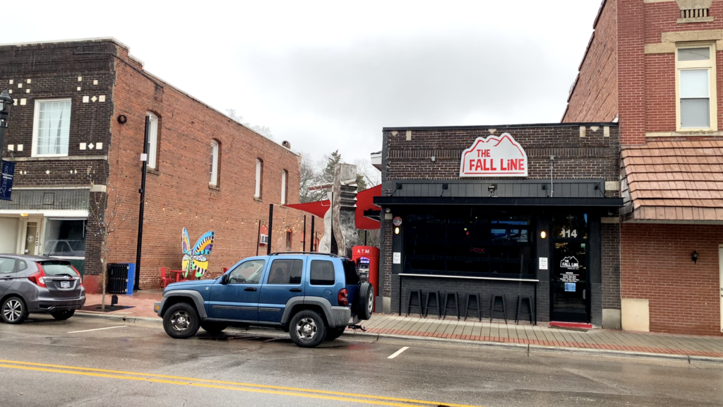 The Fall Line bar exterior in downtown Zebulon NC