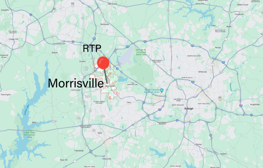Morrisville is just south of RTP.