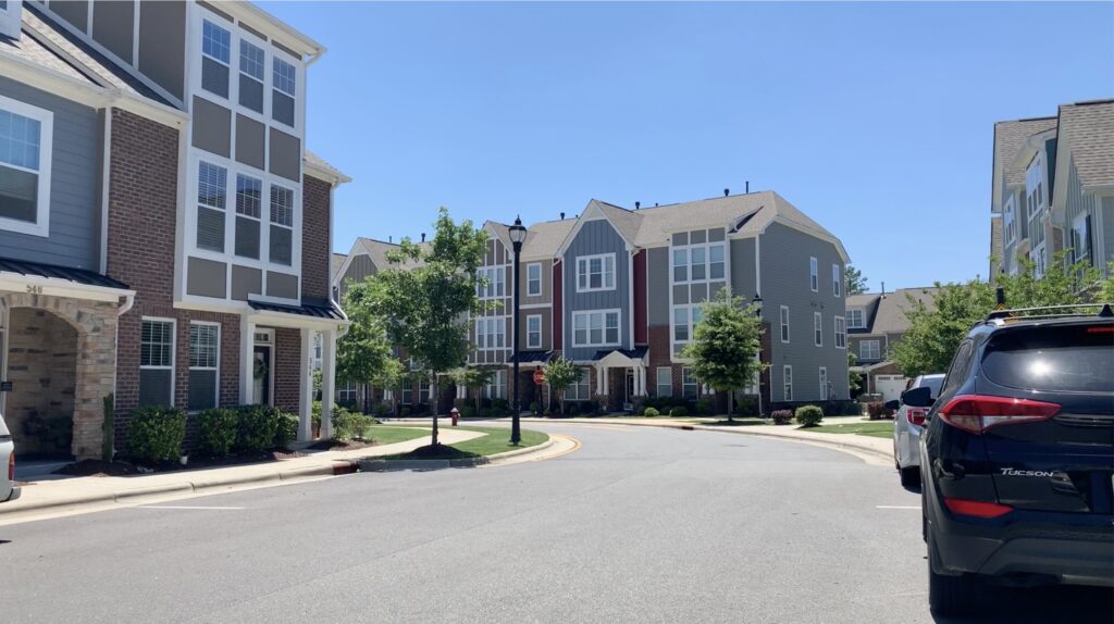 Attached townhomes in Cary, NC.