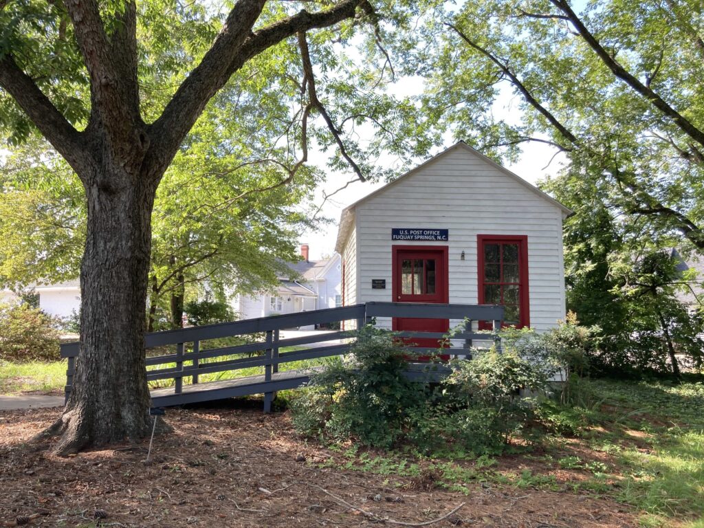 Ashworth Park in downtown Fuquay-Varina, NC has the old restored Fuquay Post Office.