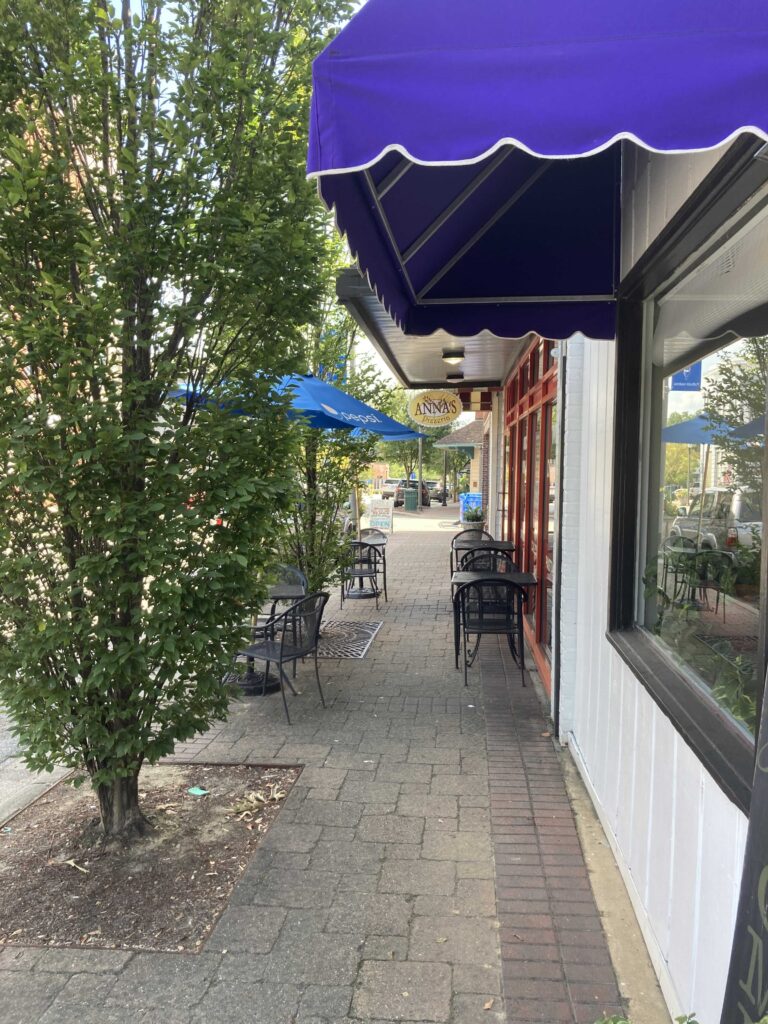 Downtown Fuquay-Varina NC with brick sidewalks