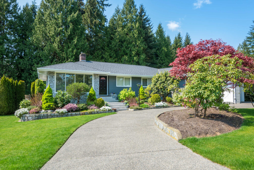 Nicely landscaped moderate home.  Fresh mulch and trimmed landscaping makes you more money on the sale of your home.
