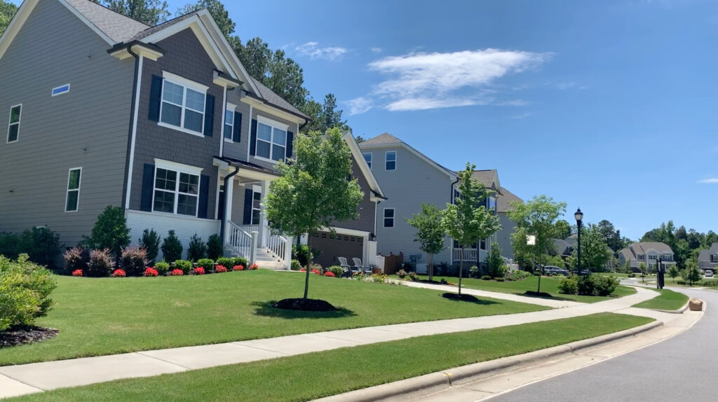 Single-family homes in Amberly, a master-planned community in Cary, NC