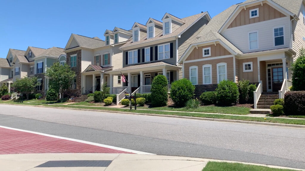 Unique residential architecture in the master-planned community of Amberly in Cary, NC