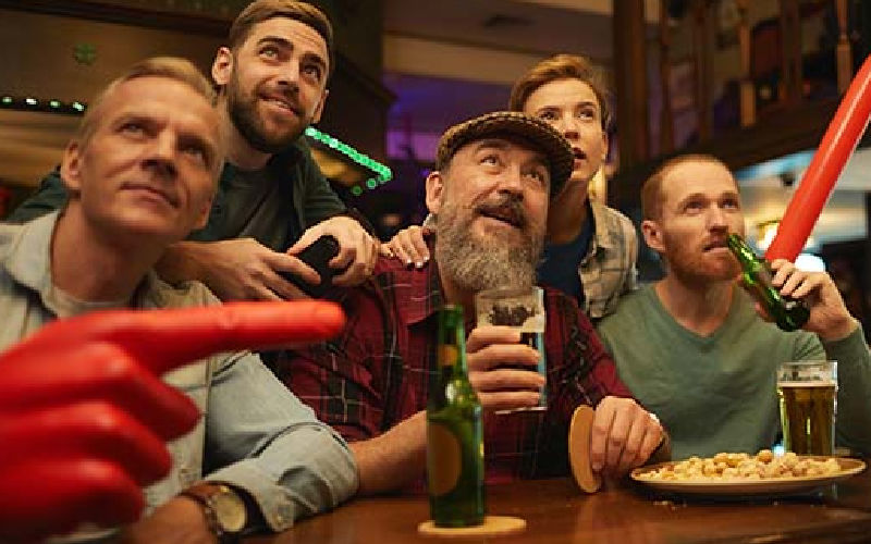 Men watching Rugby match at Trali Irish Pub in Raleigh, NC